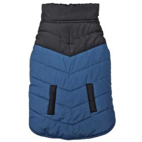 Fashion Pet Reversible Puffer Dog Jacket Color Black & Blue - Large