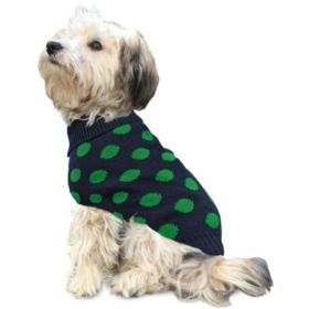 Fashion Pet Contrast Dot Dog Sweater - Green - Medium