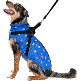 Fashion Pet Puffy Heart Dog Harness Coat Blue - Medium