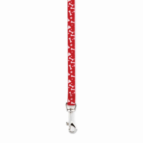 Casual Canine Dog Bone Pattern Flat Dog Leash - Red