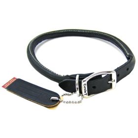 Circle T Pet Leather Round Dog Collar - Black - 20" Neck