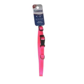 Tuff Collar Nylon Adjustable Dog Collar - Neon Pink - 8"-12" Long x 3/8" Wide