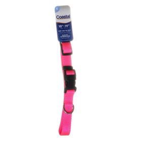 Tuff Collar Nylon Adjustable Dog Collar - Neon Pink - 10"-14" Long x 5/8" Wide