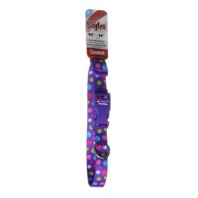 Coastal Pet Attire Nylon Adjustable Dog Collar Paws Print - 10"-14" Long x 5/8" Wide