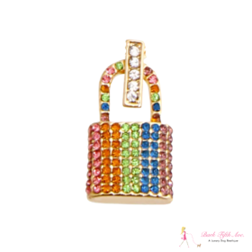 Rainbow Rhinestone Dog Padlock Charm