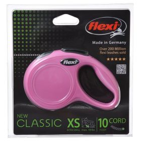 Flexi New Classic Retractable Cord Dog Leash - Pink - X-Small - 10' Lead (Pets up to 18 lbs)