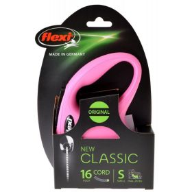 Flexi New Classic Retractable Cord Dog Leash - Pink - Small - 16' Lead (Pets up to 26 lbs)