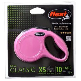 Flexi New Classic Retractable Tape Dog Leash - Pink - X-Small - 10' Lead (Pets up to 26 lbs)