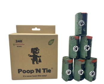 Poop 'N Tie Drawstring Dog Waste Bags – 16 Rolls