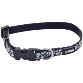 Li'L Pals Reflective Dog Collar - Teal and Orange Paws - 8-12"L x 3/8"W