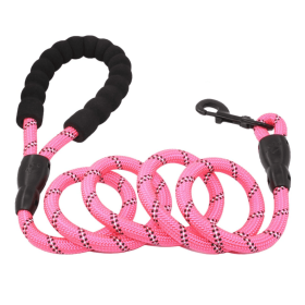 5ft Rope Dog Leash with Comfort Handle (Color: Pink)