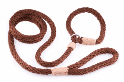 Alvalley Nylon Slip Dog Lead With Stopper (Color: Brown)