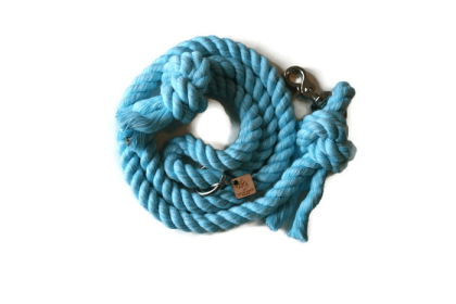 Knotted Rope Dog Leash (Color: Aqua, size: 5 ft)