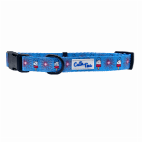 Cutie Ties Fun Design Dog Collar (Color: 4th of July, size: small)