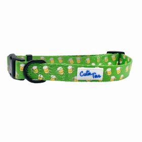 Cutie Ties Fun Design Dog Collar (Color: Green Beer, size: medium)