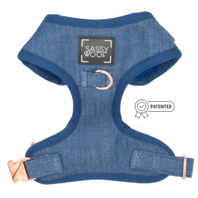 Sassy Woof Adjustable Harness (Color: Denim, size: XLarge)