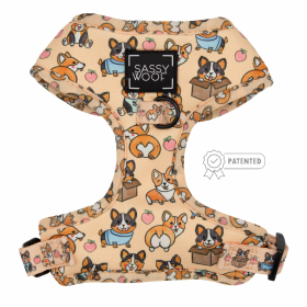 Sassy Woof Adjustable Harness (Color: Corgilicious, size: Xsmall)