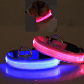 LED PET Safety Halo Style Dog Collar (Color: Blue, size: small)