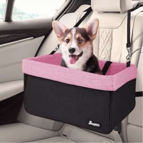 Jespet Car Travel Dog Carrier Booster Seat (Color: Pink, size: 16" L x 13" D x 9" H)