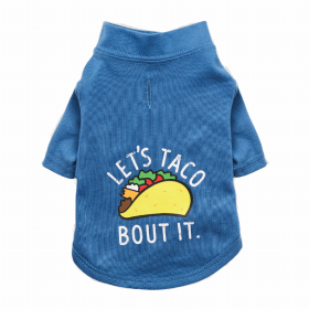 The Essential Dog T-Shirt - Let's Taco Bout It (Color: Blueberry Blue, size: medium)