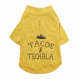 The Essential Dog T-Shirt - Tacos & Tequila (Color: Mustard, size: small)