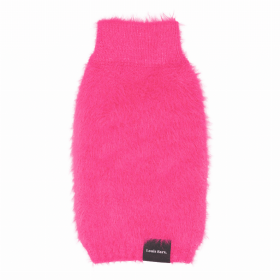 Fluffy Knit Dog Sweater - "Feather-ly Ever After" (Color: Hot Pink, size: small)