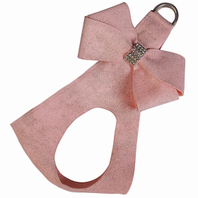 Susan Lanci Designs Puppy Pink Glitzerati Nouveau Bow Step In Dog Harness (Color: Puppy Pink Glitzerati, size: small)