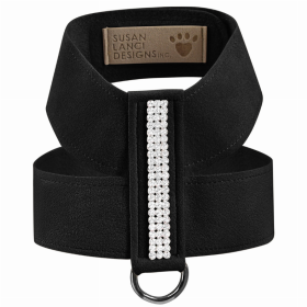 Susan Lanci Designs 3 Row Giltmore Crystals Tinkie Dog Harness (Color: Black, size: large)