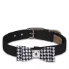 Susan Lanci Designs Black and White Houndstooth Big Bow Dog Collar