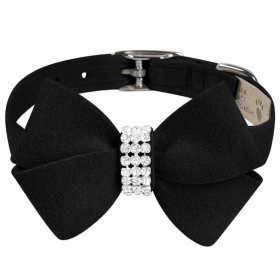 Susan Lanci Designs Nouveau Bow Dog Collar (Color: Black, size: XS)