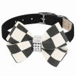 Susan Lanci Windsor Check Nouveau Bow Dog Collar (Color: Black, size: TC)