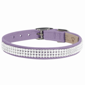 Susan Lanci Designs 3-Row Giltmore Crystals Dog Collar (Color: French Lavender, size: XS)