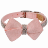 Susan Lanci Designs Puppy Pink Glitzerati Bow 3-Row Dog Collar