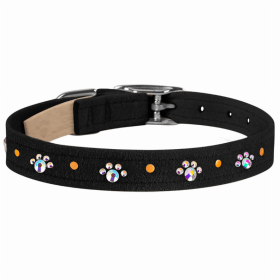 Susan Lanci Designs Crystal Paws Dog Collar (Color: Black, size: large)