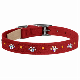 Susan Lanci Designs Crystal Paws Dog Collar (Color: Red, size: large)