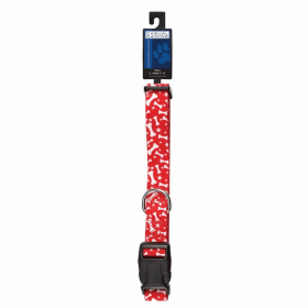 CC Bone Design Dog Collar (Color: Red, size: 6-10in)