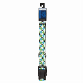 CC Patterns Argyle Dog Collar (Color: Blue, size: 6-10in)