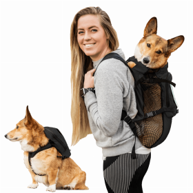 K9 Sport Sack Walk-On Dog Carrier Backpack (Color: Anthracite Black, size: Medium (15-17" Neck 15-21" Chest))