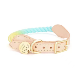 Luxe Royal Collection Leather Rope Dog Collars (Color: Bubble Love)