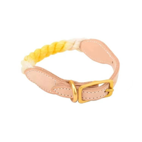 Luxe Royal Collection Leather Rope Dog Collars (Color: Corn)