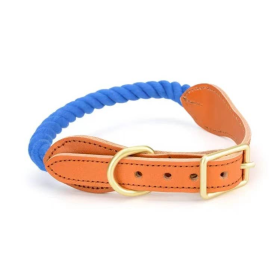 Luxe Royal Collection Leather Rope Dog Collars (Color: Cornflower Blue)