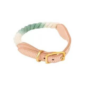 Luxe Royal Collection Leather Rope Dog Collars (Color: Hazel Green)