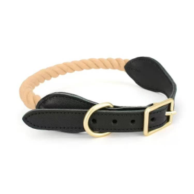 Luxe Royal Collection Leather Rope Dog Collars (Color: Night)