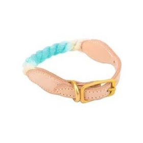 Luxe Royal Collection Leather Rope Dog Collars (Color: Pale Blue Lily)