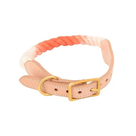 Luxe Royal Collection Leather Rope Dog Collars (Color: Pumpkin Love)