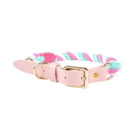 Luxe Royal Collection Leather Rope Dog Collars (Color: Cherry Blossom)