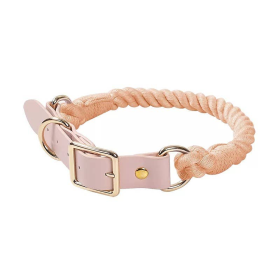 Luxe Royal Collection Leather Rope Dog Collars (Color: Cotton Coral)