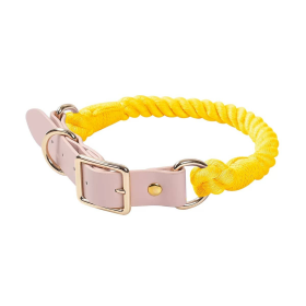 Luxe Royal Collection Leather Rope Dog Collars (Color: Lemon Squeeze)