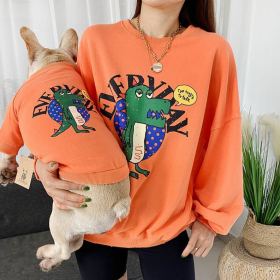 Everyday Dinosaur - Matching Pet and Owner Clothing Set (Color: Orange, size: large)