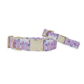 French Lavender Ink Blot Classic Dog Collar (size: S)